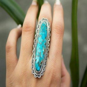 NEW!🌸🌛🌟SO PRETTY SILVER & TURQUOISE RING~NWT